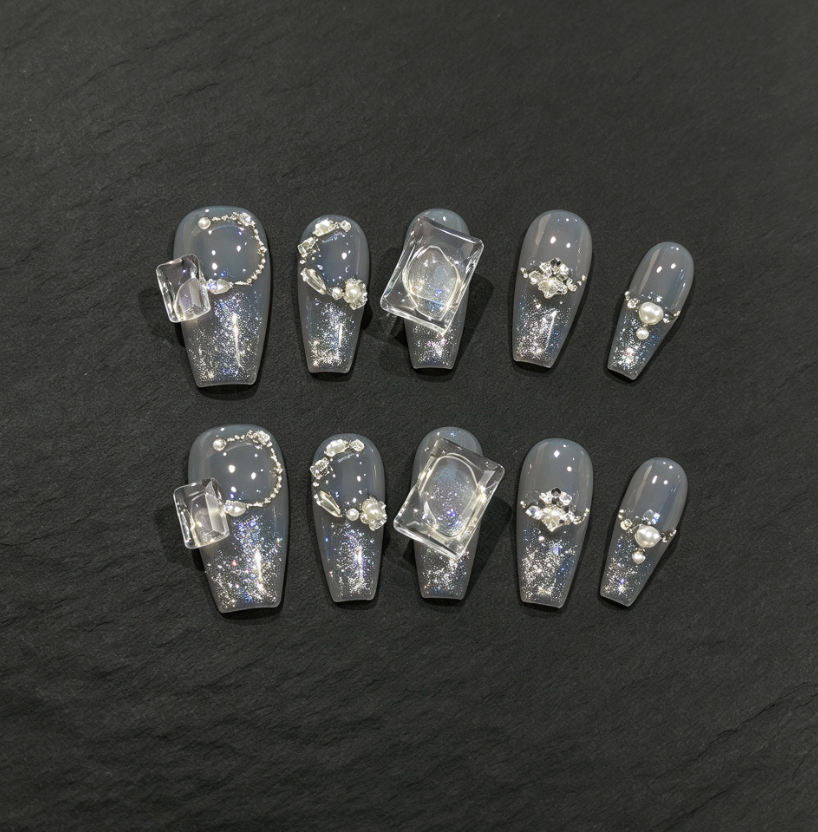 FLORIN 冰晶方钻珍珠项链轻奢穿戴甲