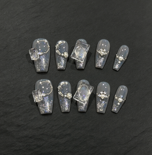 FLORIN 冰晶方钻珍珠项链轻奢穿戴甲