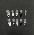 FLORIN 冰蓝山茶花奶牛法式手工穿戴甲