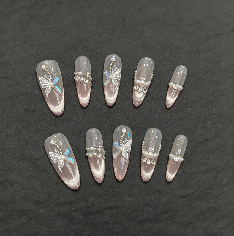 FLORIN 银河蝶影珍珠猫眼手工穿戴甲
