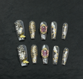 FLORIN 巴洛克金边紫宝飞蝶奢华穿戴甲