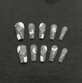 FLORIN 法式石膏浮雕白花蕾丝蝶穿戴甲