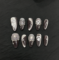 FLORIN 烟紫流光猫眼白玫瑰排钻穿戴甲