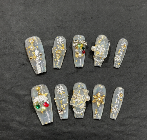 FLORIN 冰晶雪国金铃圣诞奢华高定穿戴甲